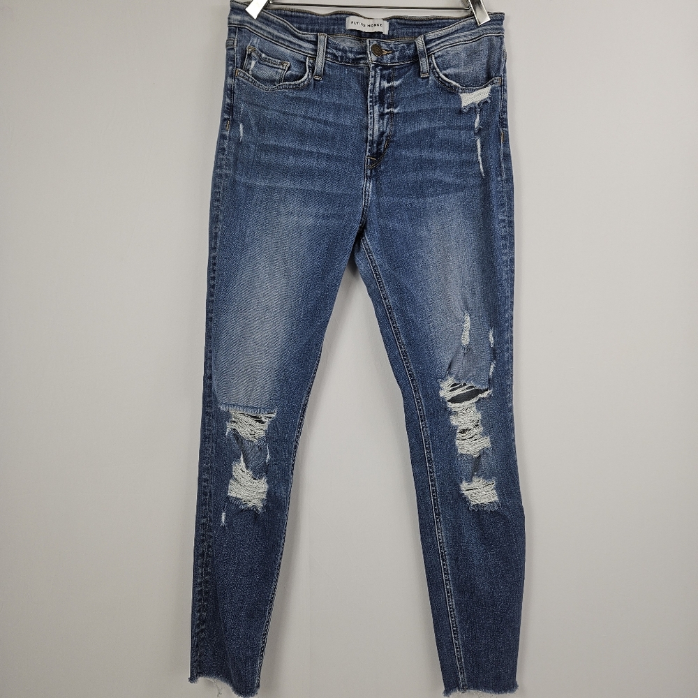 Flying Monkey Blue Distressed Ankle Jeans